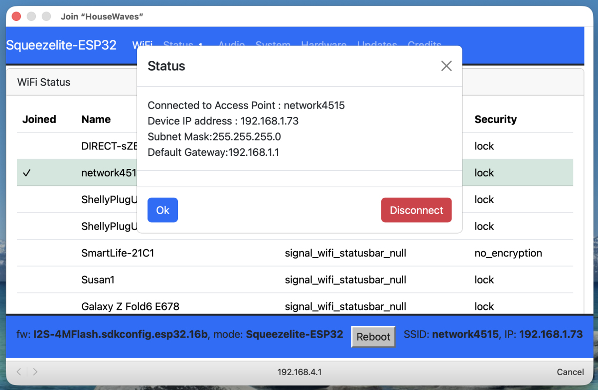 Step 2 — Enter home Wi-Fi credentials in HouseWaves browser setup page to connect speaker to your network