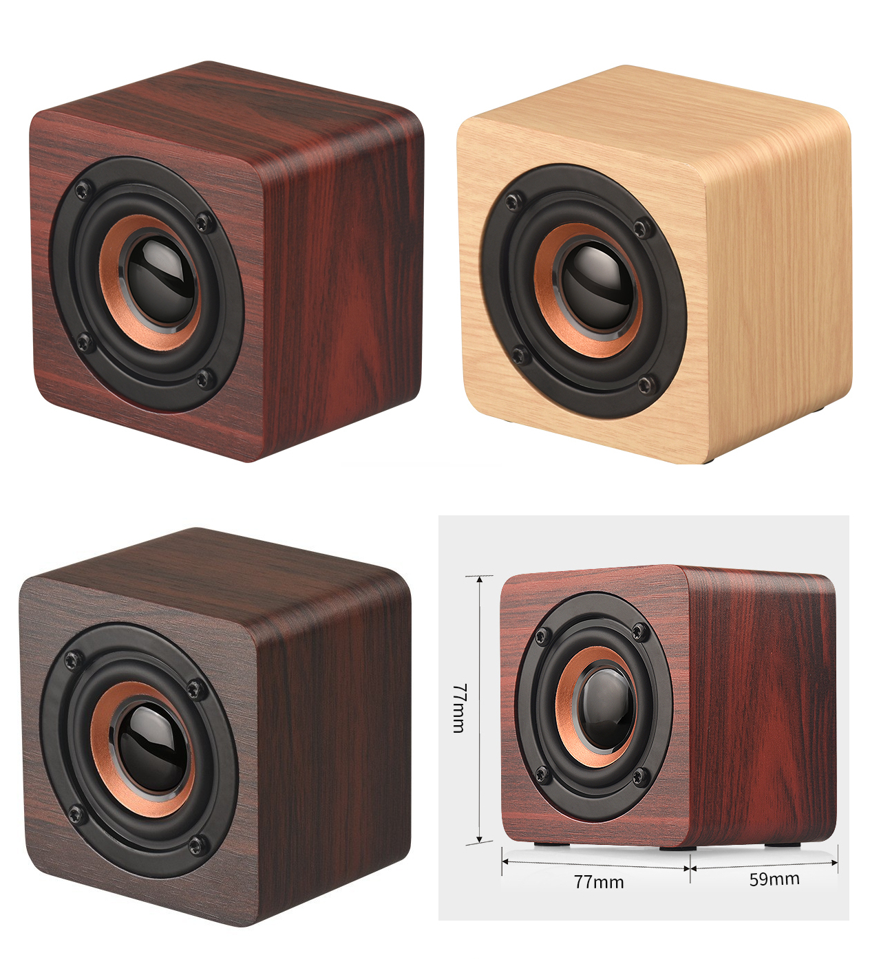 HouseWaves-Cube front angle — small 3 inch Home Assistant speaker for announcements in every room