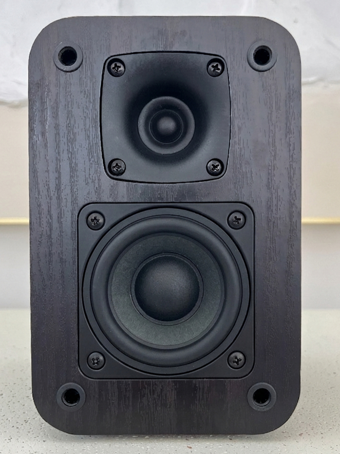 HouseWaves Two front view — 2.75 inch midrange woofer and 2 inch tweeter visible, grille removed
